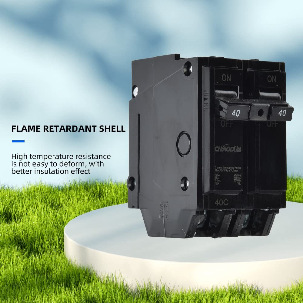 40 Amp Breaker, 2 Pole Circuit Breaker 120/240VAC 10KA Plug-in Mount