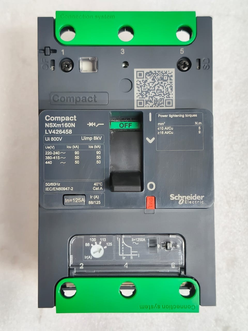 SCHNEIDER ELECTRIC LV426458 CIRCUIT BREAKER 3P3D TM125D 125A 50KA/380-415V FAST