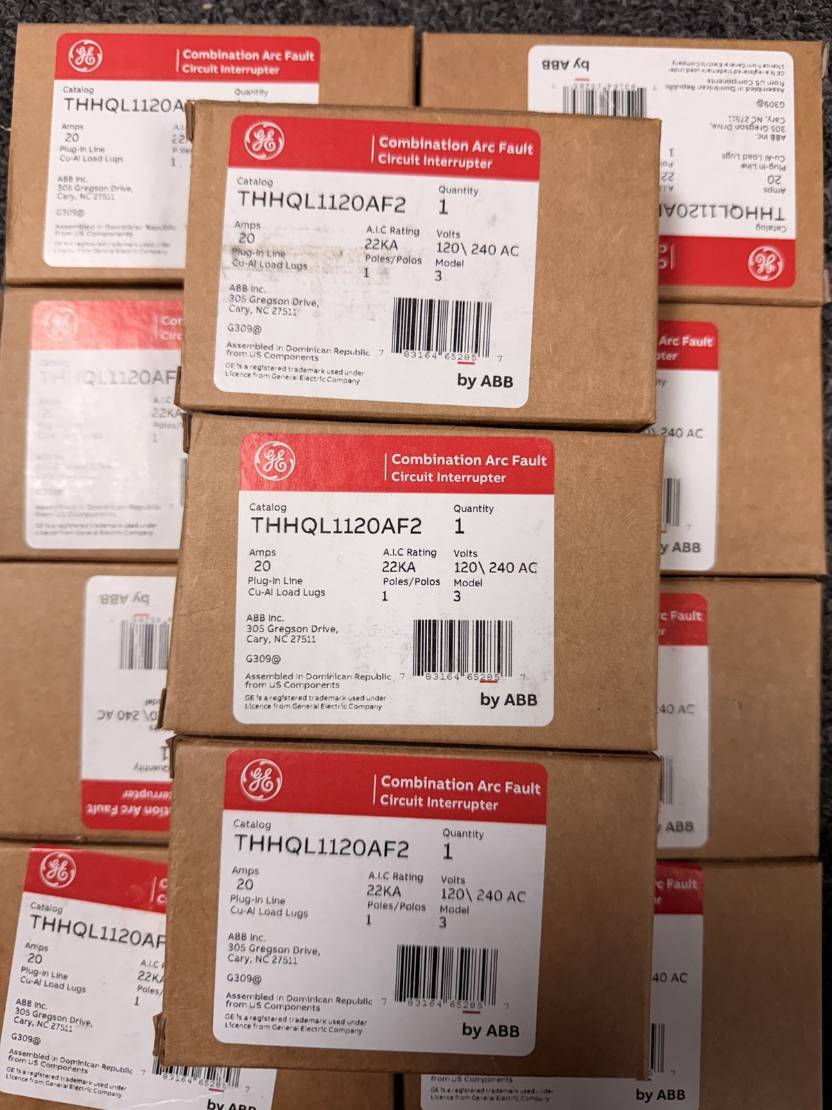 11PCS of THHQL1120AF2 GE 20 Amp 120V 22K Rated Circuit Breakers New In Box