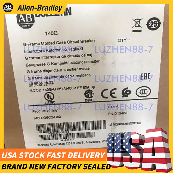 Allen-Bradley 140G-G6C3-C80 Circuit Breaker 80A 3-Pole 480V New Sealed