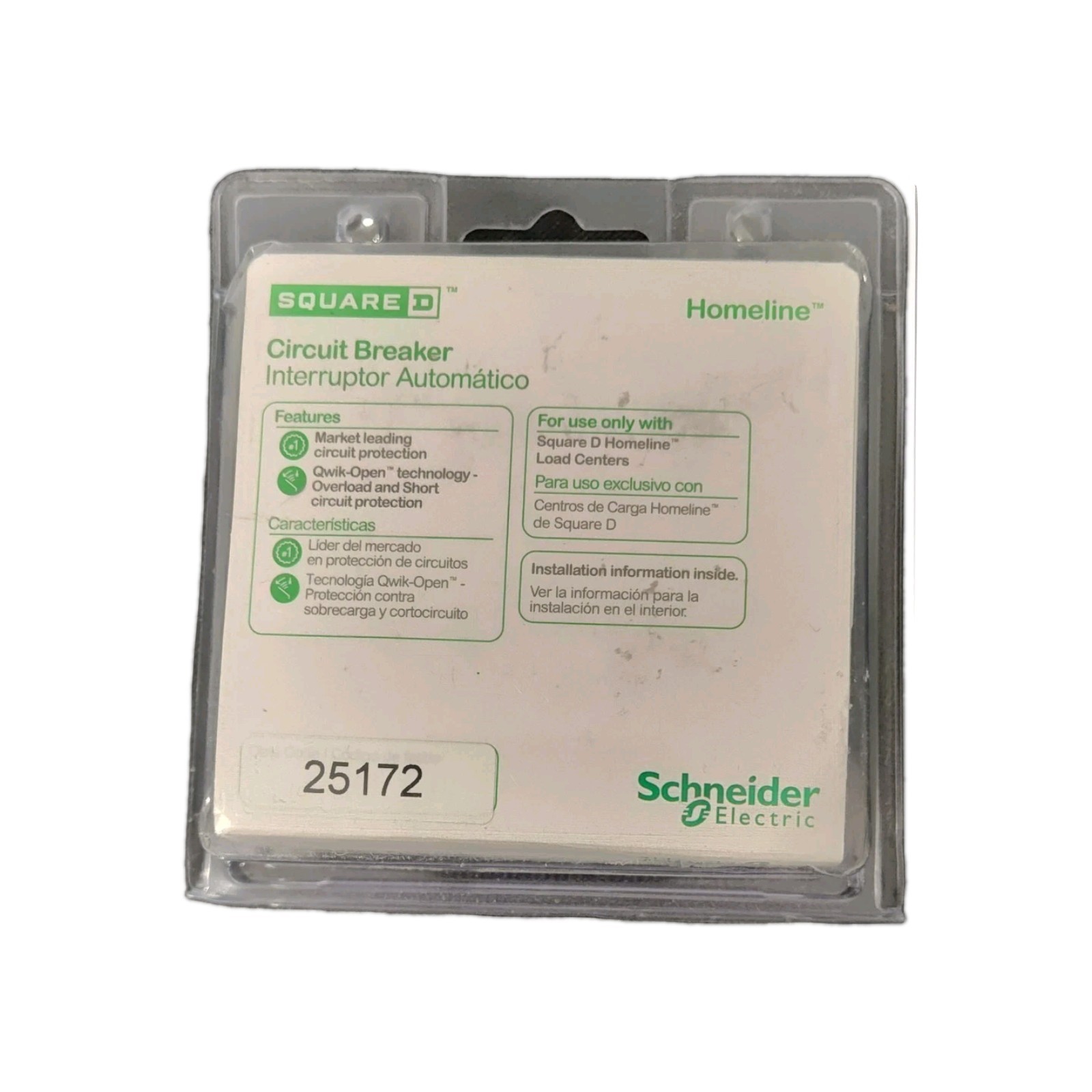 Square D Mini circuit breaker, 100A, 2 pole, 120/240VAC, standard type, HOM2100C