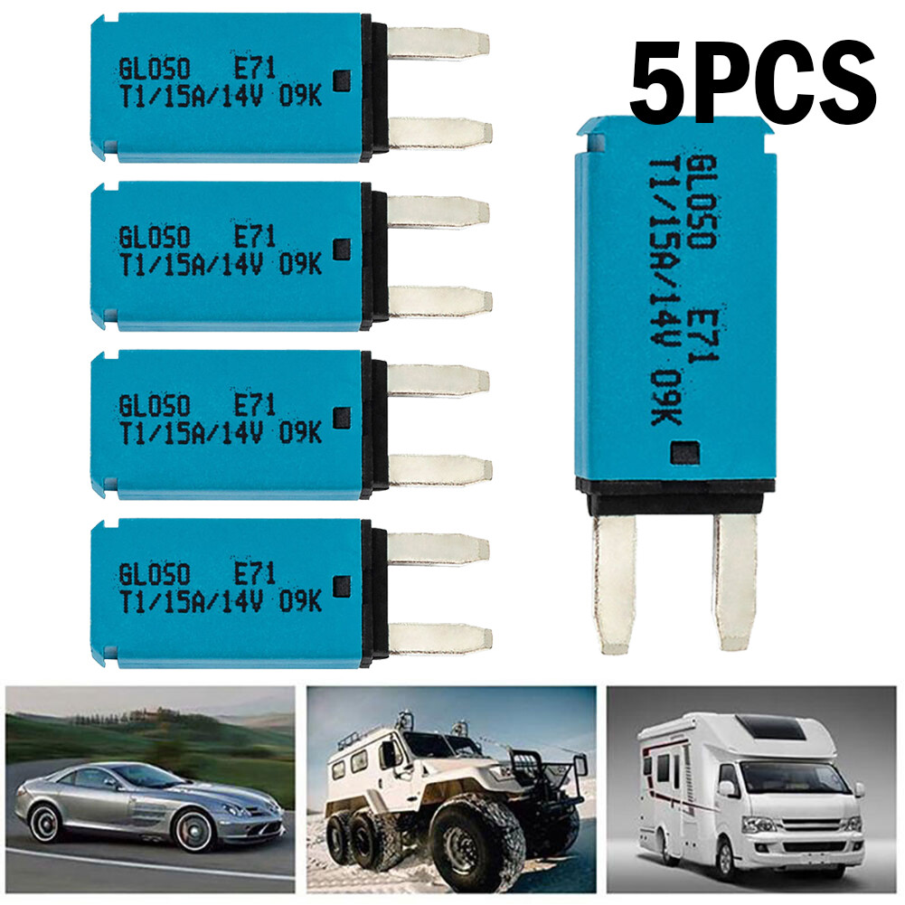 5PC 15A Mini ATM Manual Reset Circuit Breaker Blade Fuse Resettable car boat Van