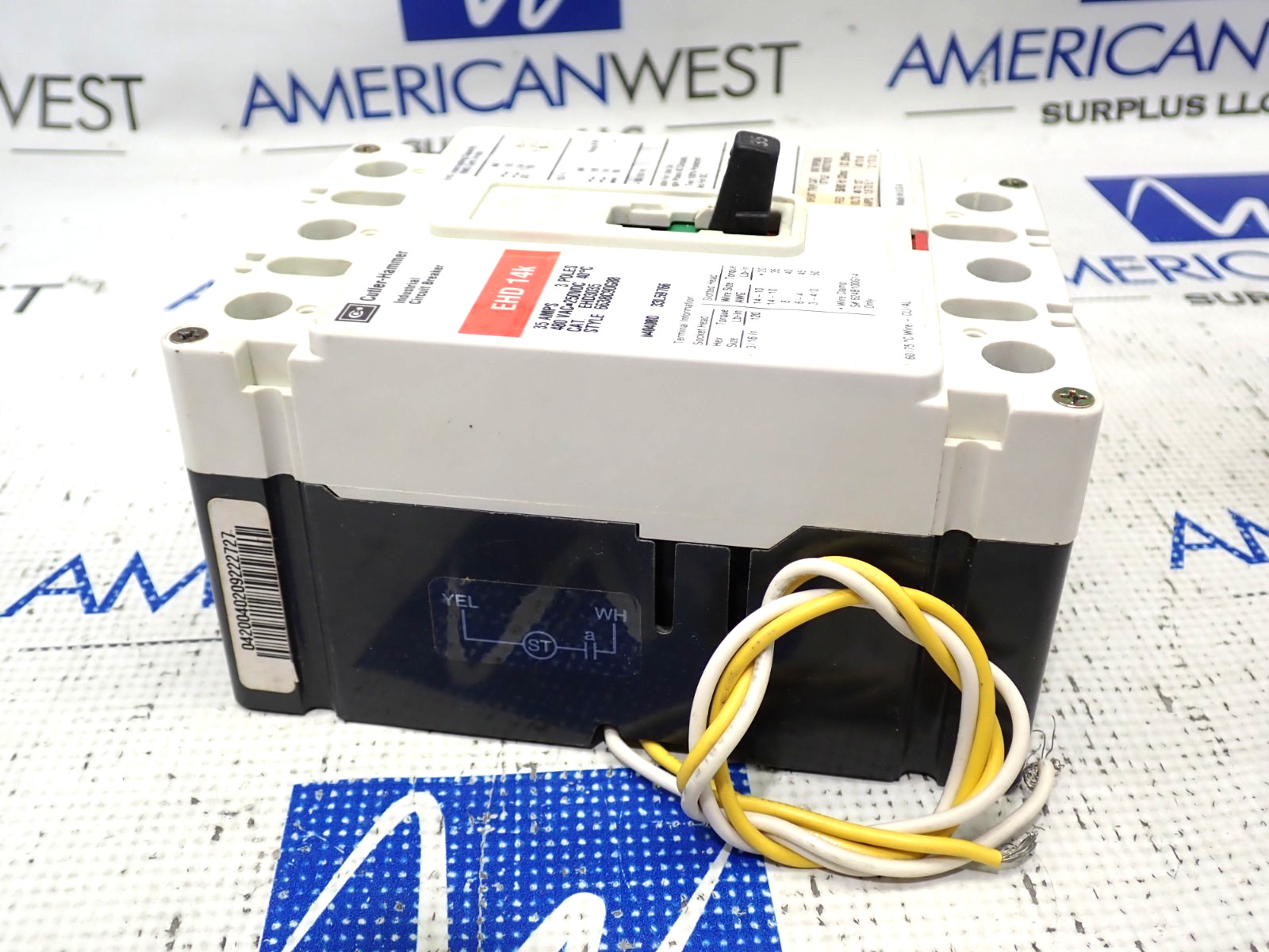 Cutler Hammer EHD3035 3 Pole 35 Amp 480 Volt Breaker W/ 48/127V Shunt Tested
