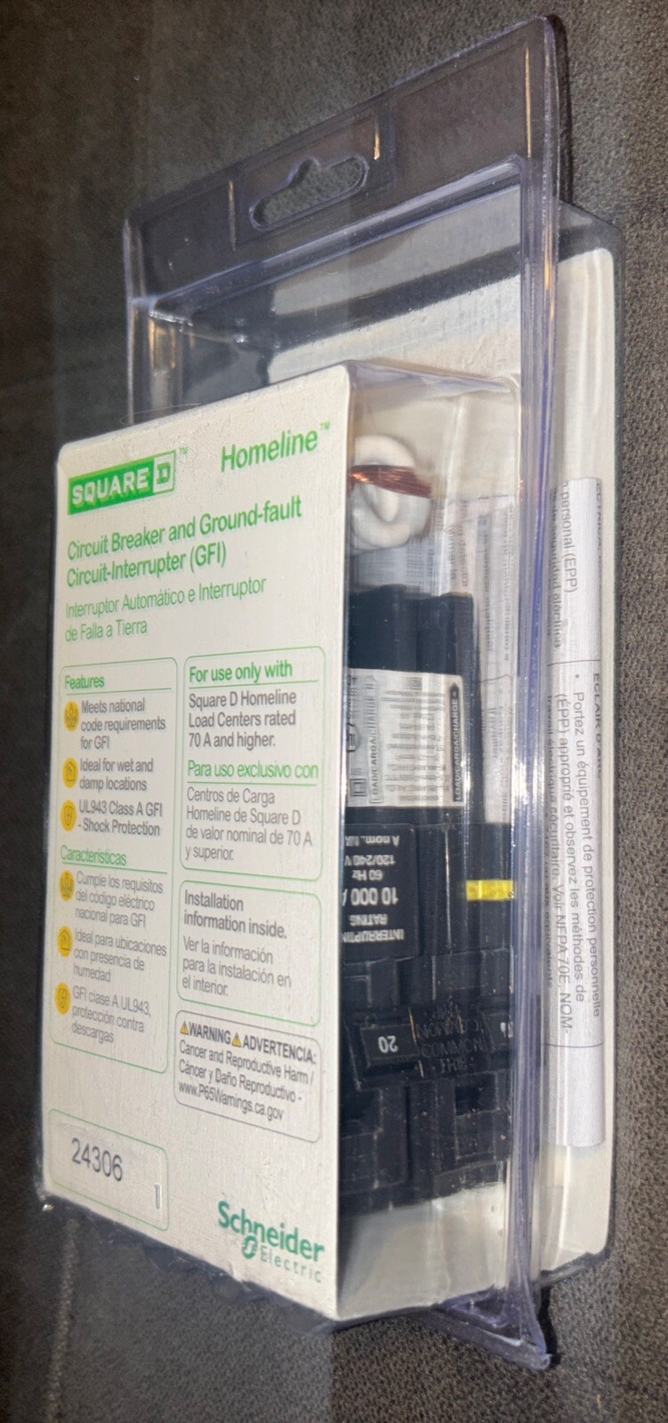 Square D Homeline 20-Amp 2-Pole GFCI Circuit Breaker 🔌Model#{HOM220GFIC}