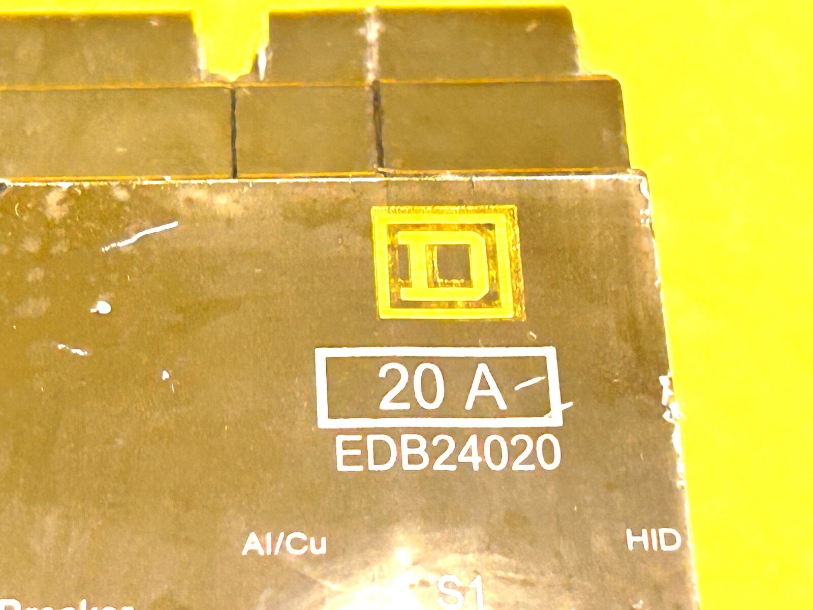 SQUARE D EDB24020 2-POLE 20 AMP 480 VAC BOLT ON / IN BREAKER ( NEW TAKE OUT )