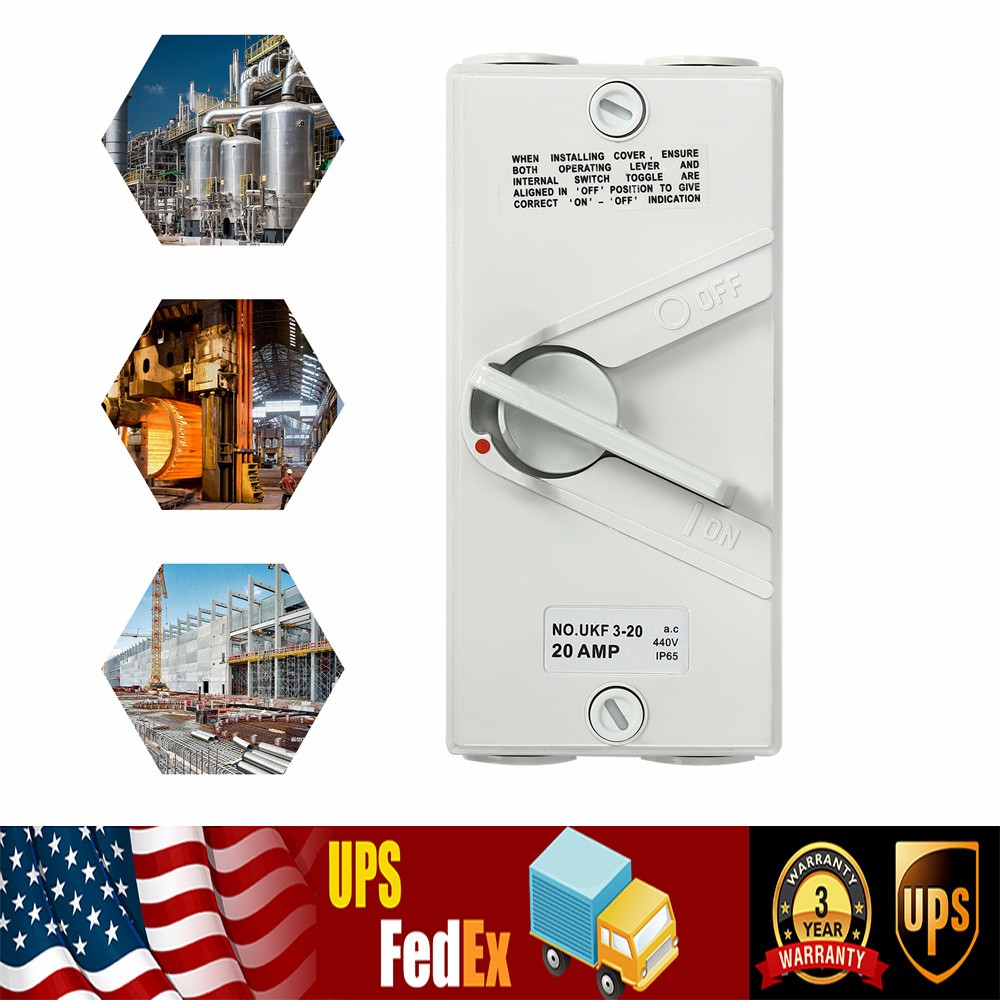 440V 20A 3 Pole Wall-Mounted Isolation Switch Waterproof Safety Isolation Switch