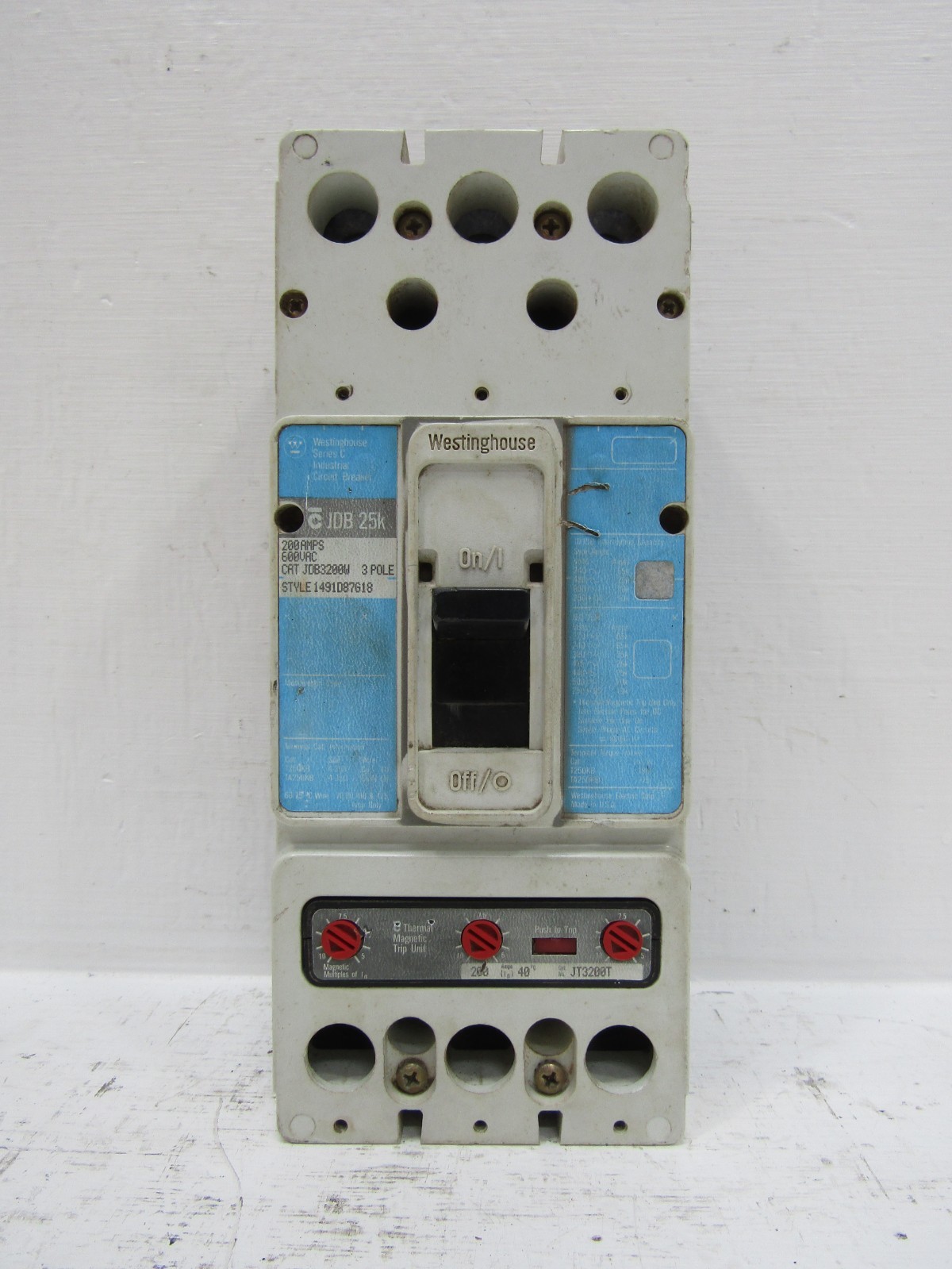 Westinghouse JDB3200W 200 Amp 600V 3-Pole Circuit Breaker with 200A JT3200T Trip