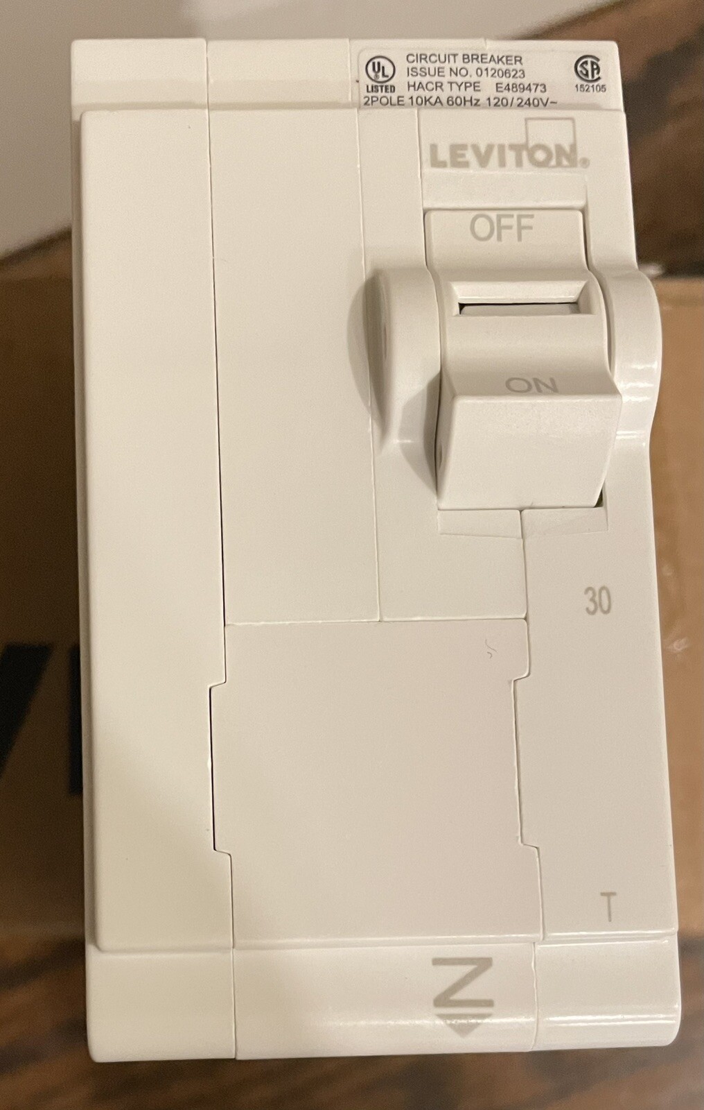 Leviton LB230-T 30A 2-Pole Plug-On Standard Branch Circuit Breaker, Thermal