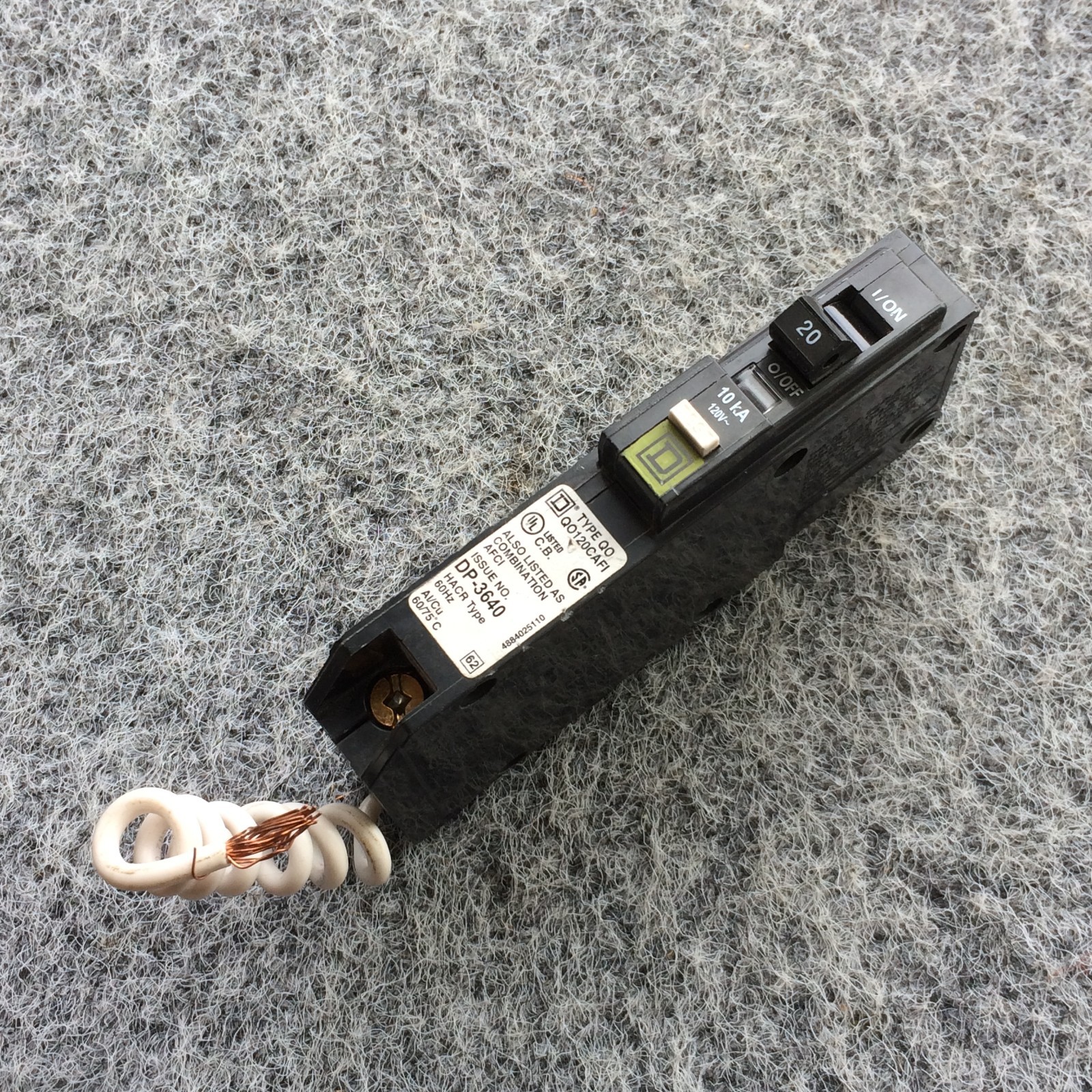 Square D QO120CAFI 20 Amp 1 Pole 120V Plug In Arc Fault CAFI Combination Breaker