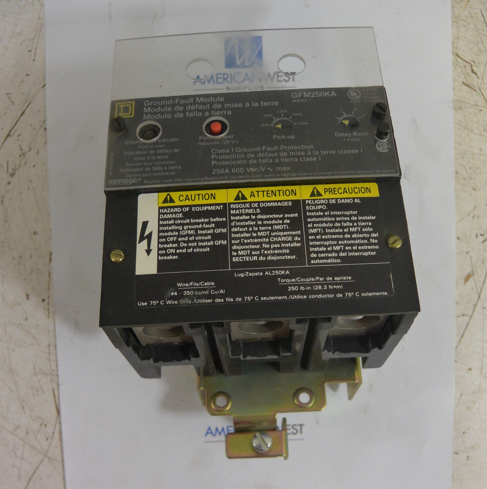 GFM250KA GFM250 SQUARE D Ground Fault Module for KA I line Breaker NEW SURPLUS