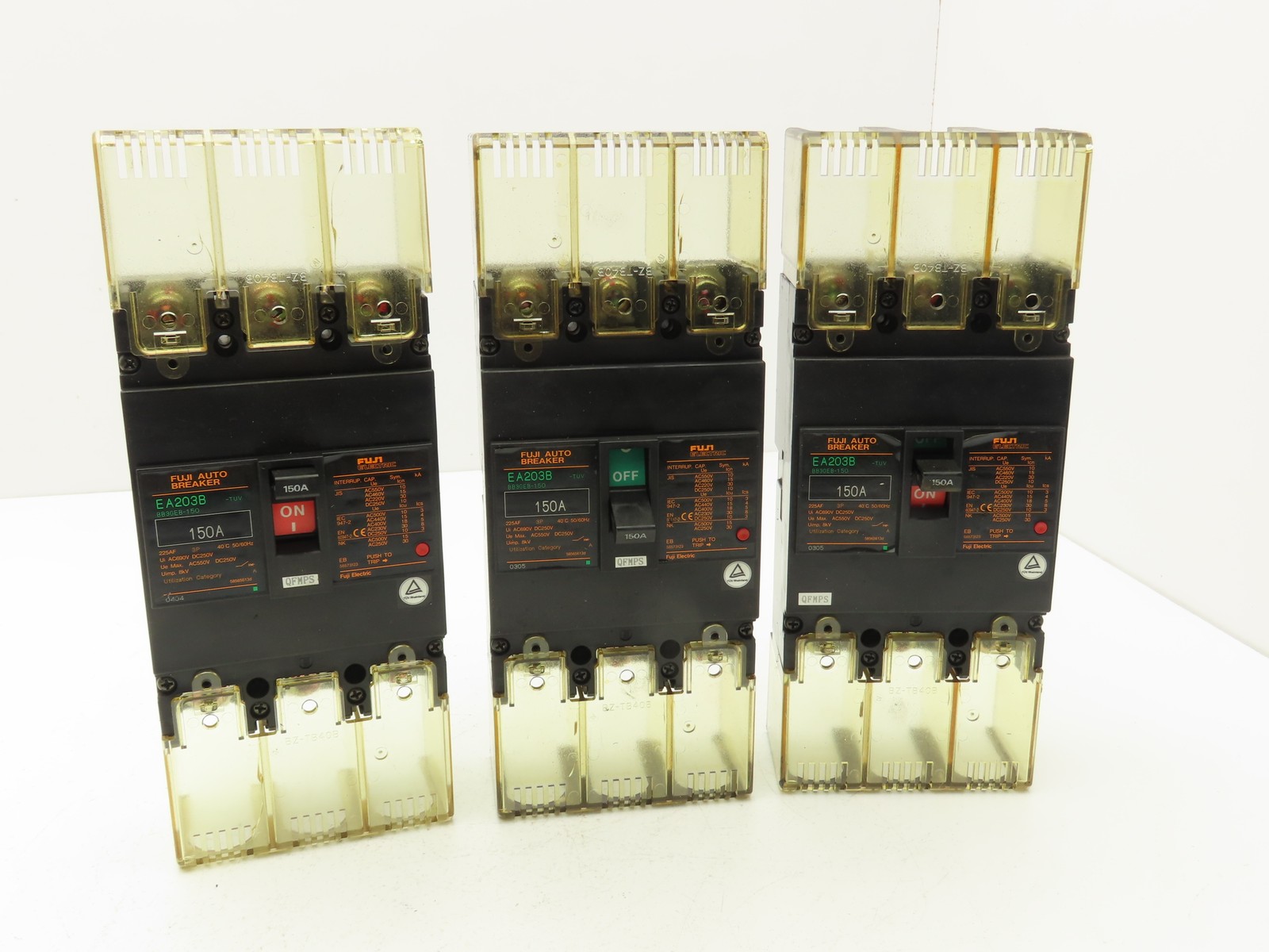 Fuji Electric EA203B Electric Circuit Breaker 150A 3 Pole Lot of 3