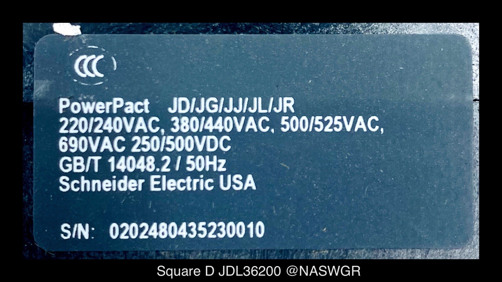 Square D JDL36200 Molded Case Circuit Breaker – 200 Amp – Unused/1Yr Warranty