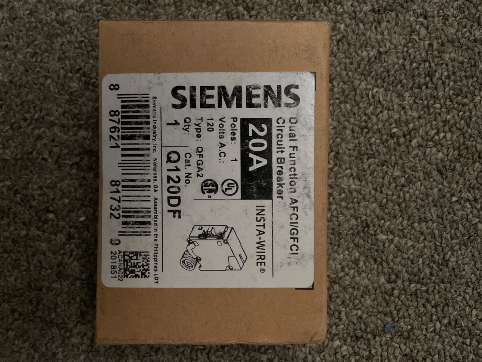 Siemens Q120DF GFCI Breaker