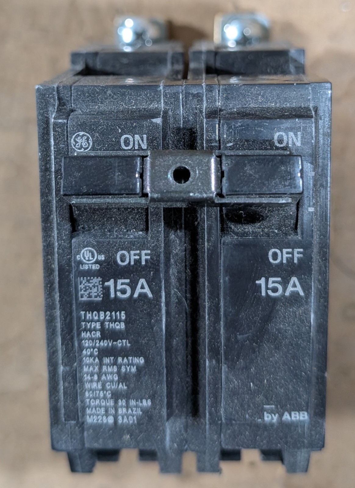ABB THQB2115 15A 2-Pole 120/240V Bolt-On Circuit Breaker for Q-Line Panel