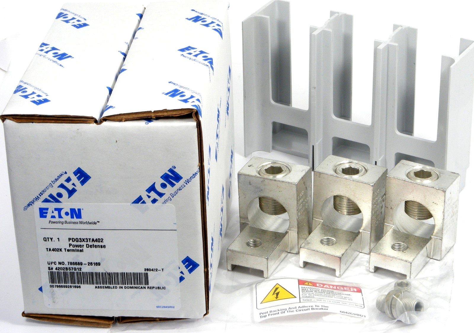 NEW Eaton PDG3X3TA402 Breaker Lug Kit, PDG3-400A Frame, 3P 400A 500-750 kcmil
