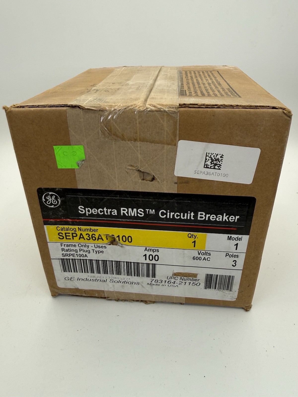 GENERAL ELECTRIC SEPA36AT0100 3-POLE 100A 600V CIRCUIT BREAKER (NEW IN BOX)