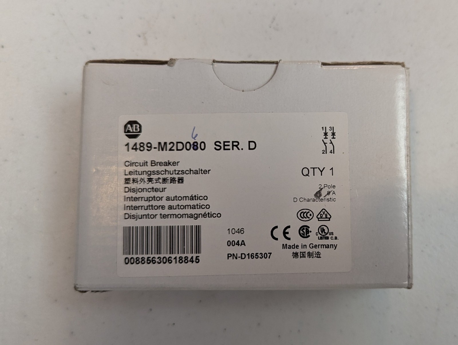 Allen-Bradley 1489-M2D060 Miniature Circuit Breaker, 2 Pole, 6A, DIN Rail Mount