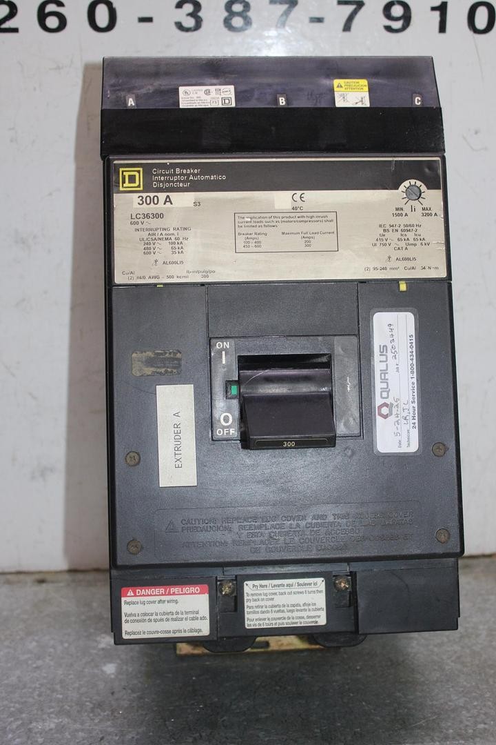 SQUARE D I-LINE CIRCUIT BREAKER LC36300 300 AMP 600 VAC 3-POLE