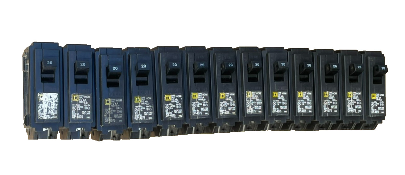 Square D HOM120CP 20 Amp 120/240V Single Pole Circuit Breaker (Lot of 13)