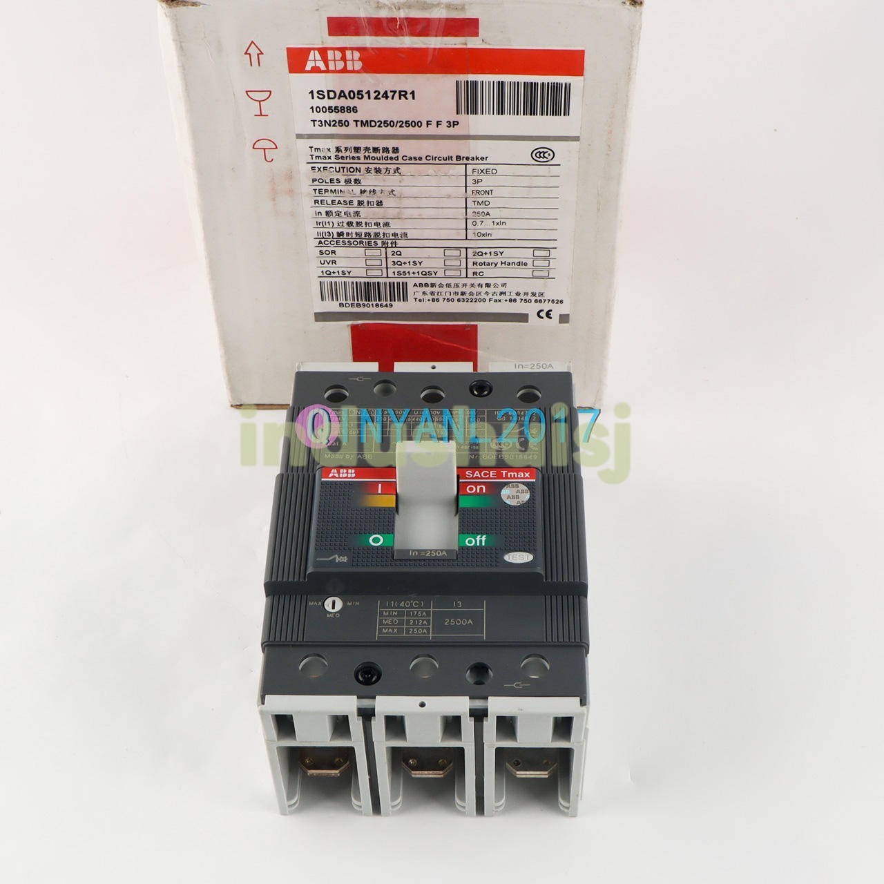 1PCS New ABB TMAX T3N250 TMD250/2500 FF 3P 250A 1SDA051247R1 Circuit Breaker