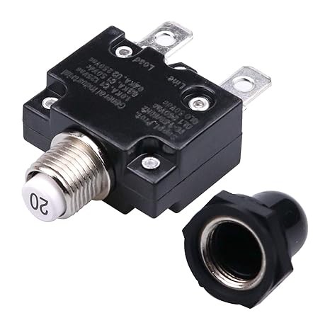 20 Amps Push Button Circuit Breakers, AC 125/250V DC 50V Thermal Ove Size: 20A