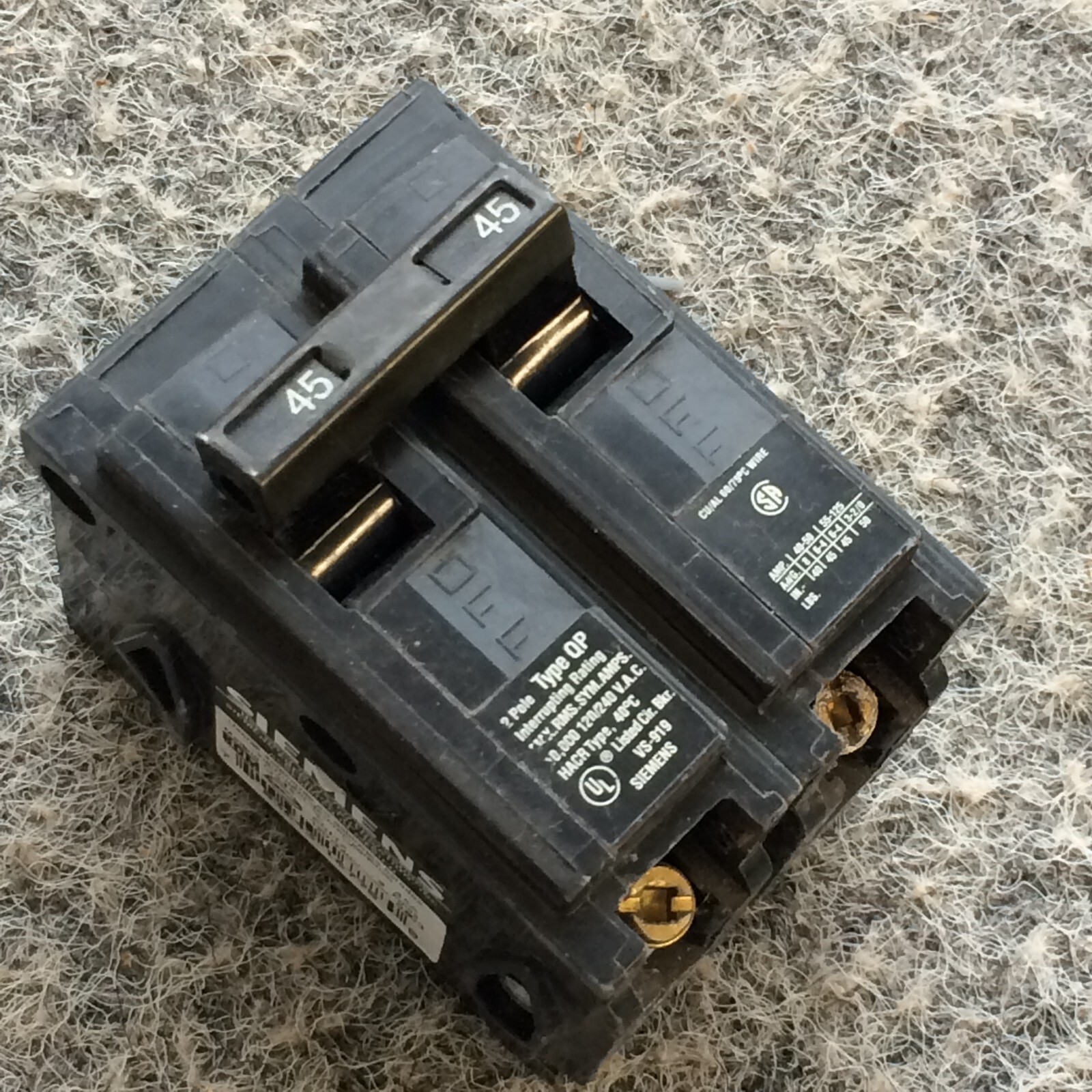 Siemens Q245 45 Amp Double-Pole Type QP Circuit Breaker