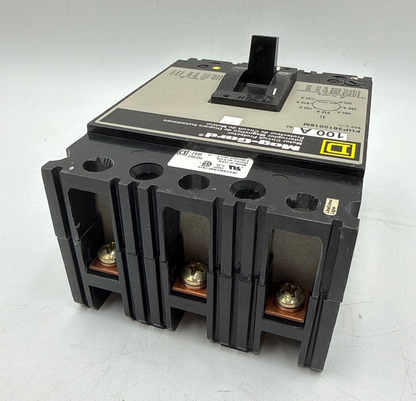 Square D FHP3610018M Motor Circuit Protector Breaker 100A 600V 3P 100 Amp 3 Pole