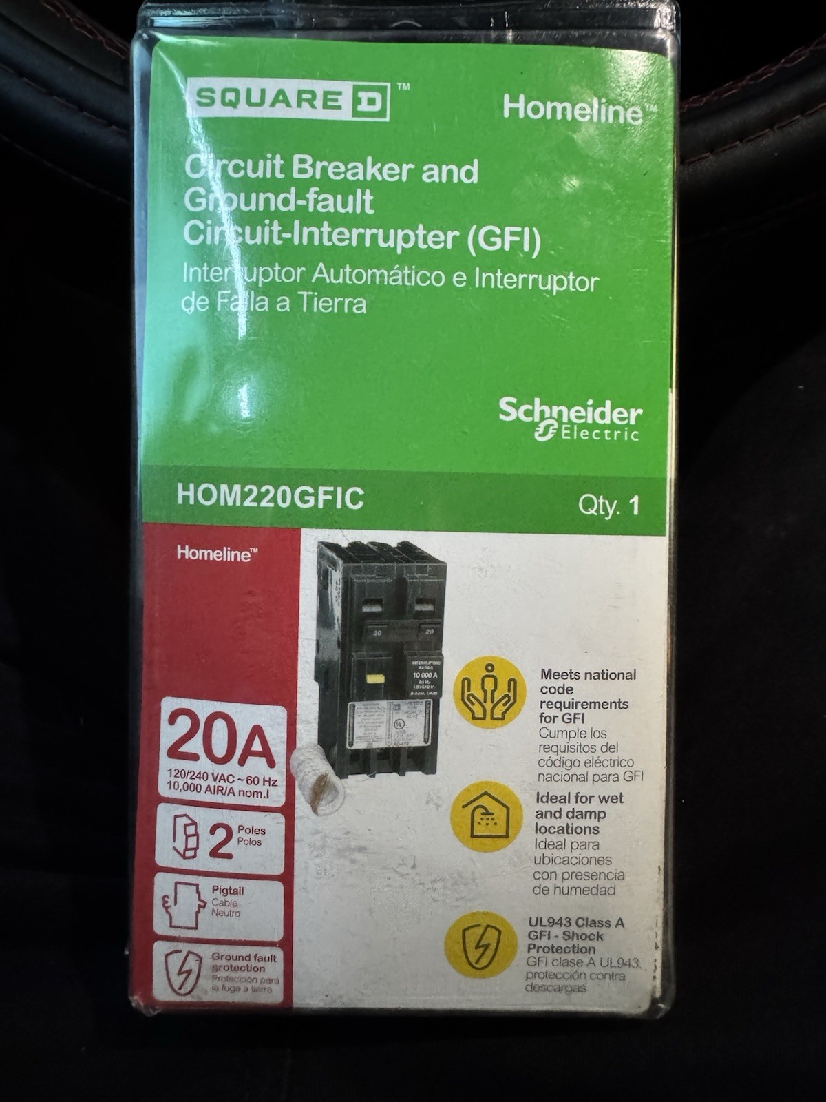 Square D HOM220GFIC HomeLine 20Amp 2-Pole Circuit Breaker