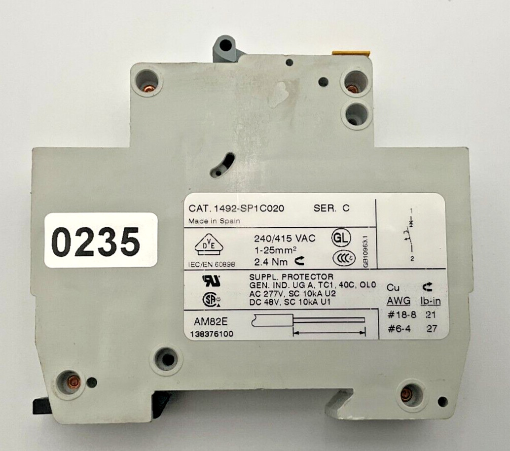 Allen Bradley 1492-SP1C020 1 Pole 2 A Circuit Break Ser. C 1492-SP C2 (TSC)
