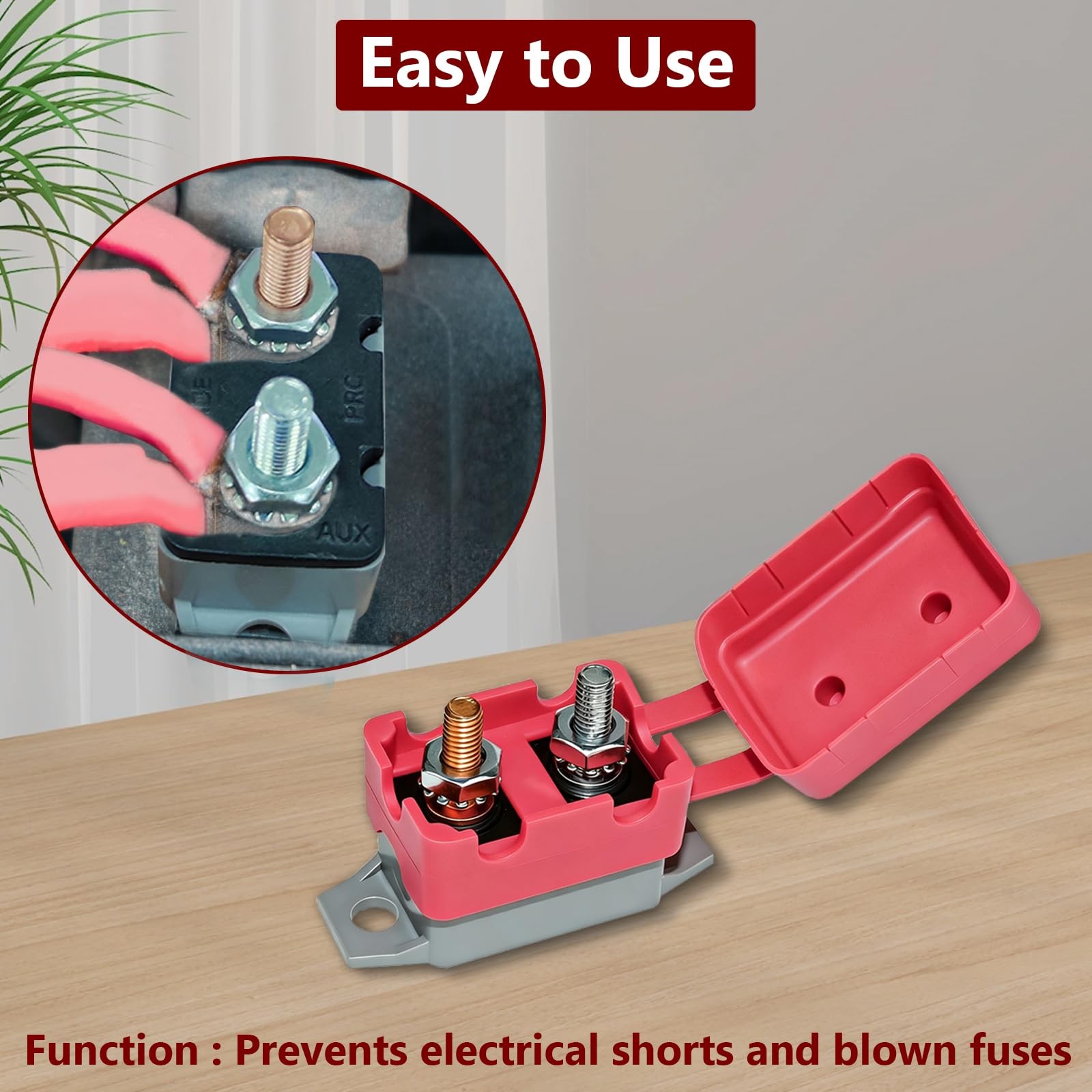4PCS Auto Reset Circuit Breaker, Stud Type Circuit Breakers with Cover, 12V – 24