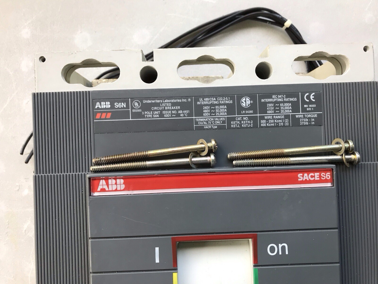 ABB S6N 3 Pole Circuit Breaker 600V