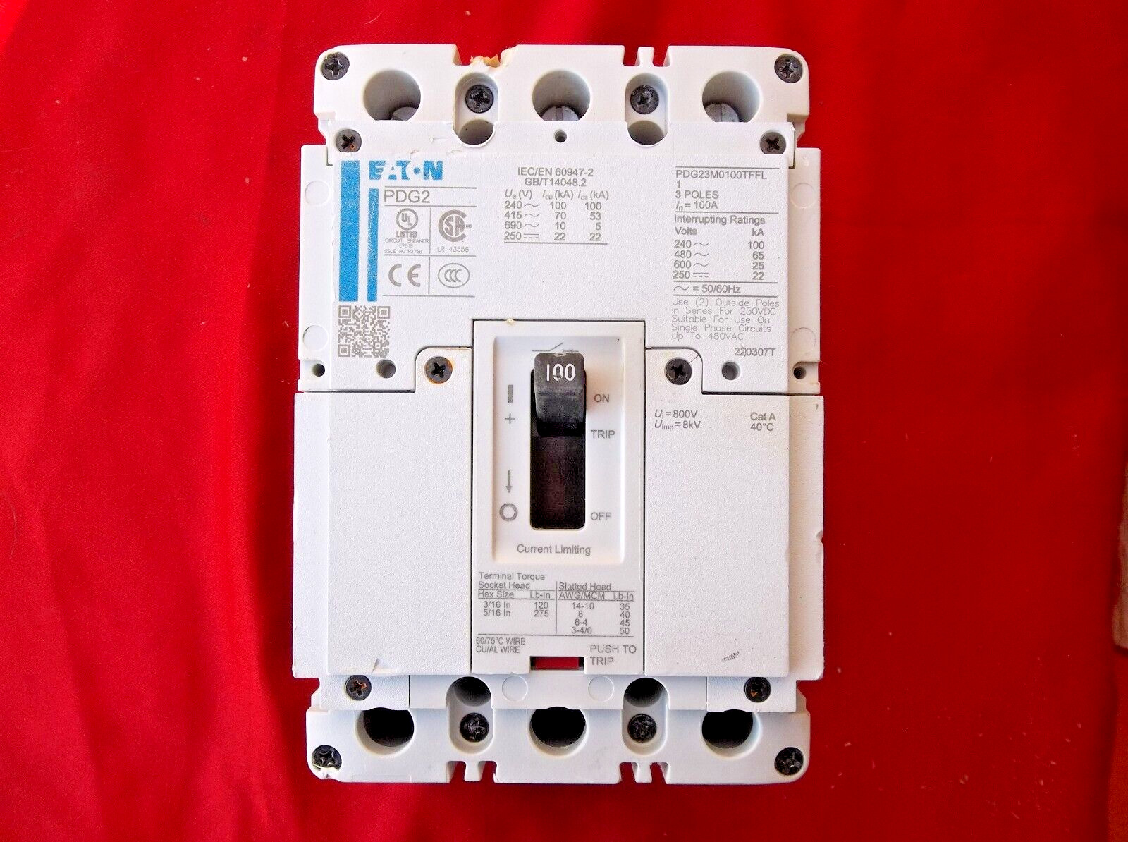 EATON PDG23M0100TFFL ciruit breaker 1212 B3