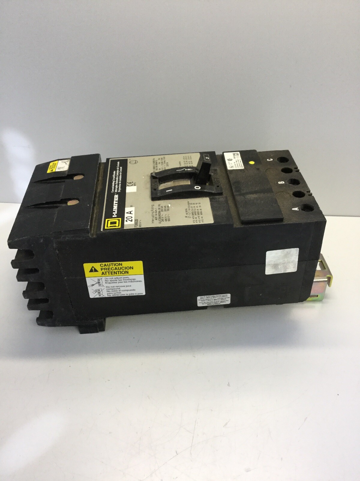 NEW, SQUARE D, FI36020, CURRENT LIMITING CIRCUIT BREAKER, 20A, 3P, 600V. (17F-3)