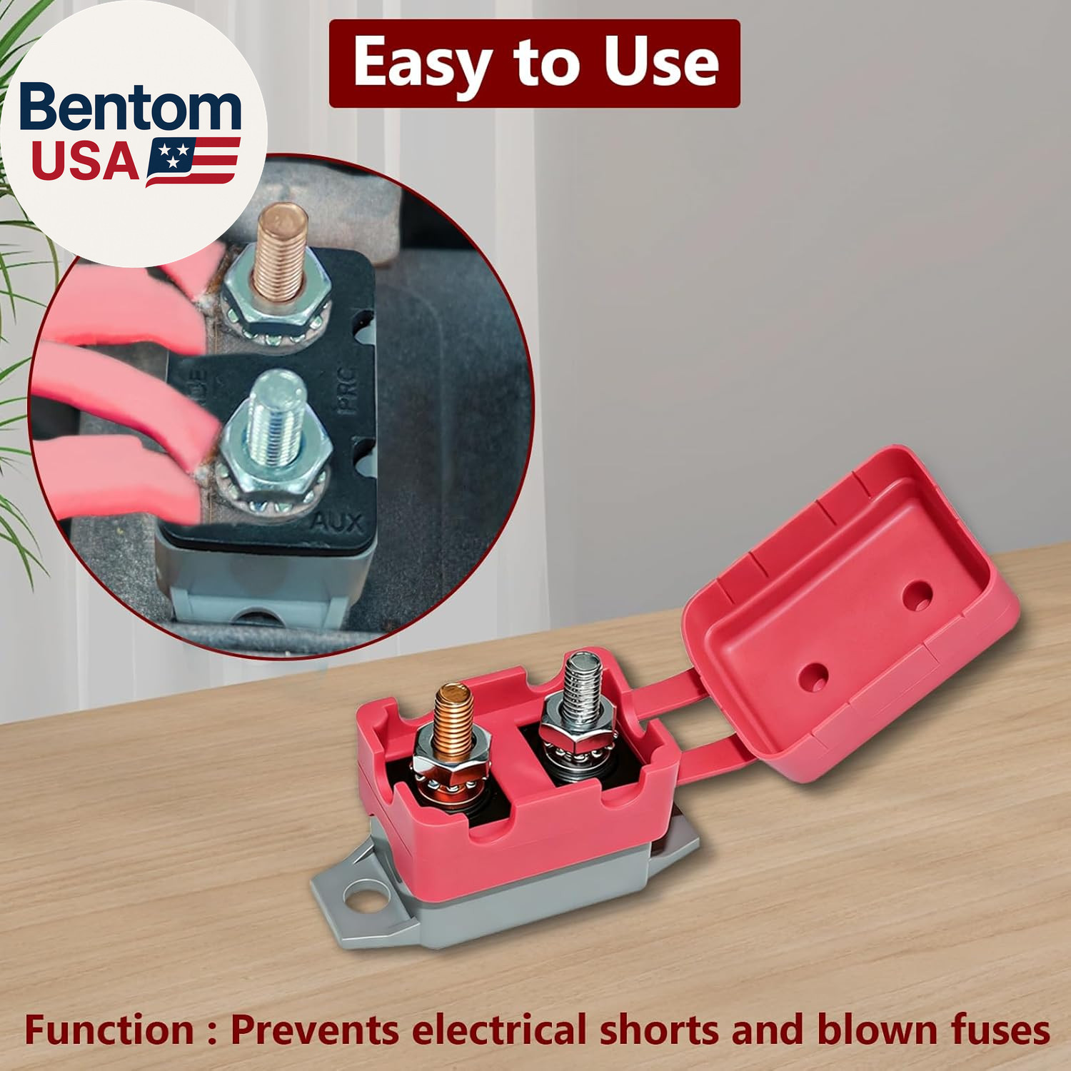 4PCS Auto Reset Circuit Breaker, Stud Type Circuit Breakers with Cover, 12V – 24