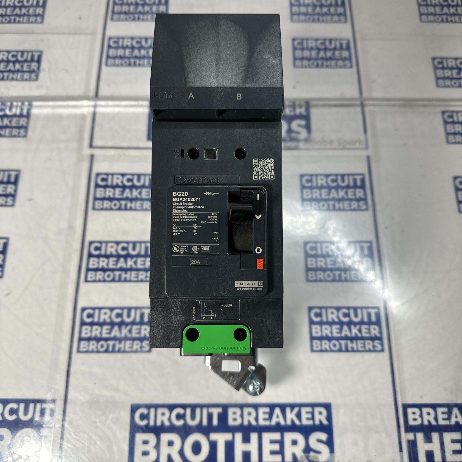 Square D BGA24020Y1 20 Amp 480/277V 2 Pole Circuit Breaker-Warranty (New No Box)