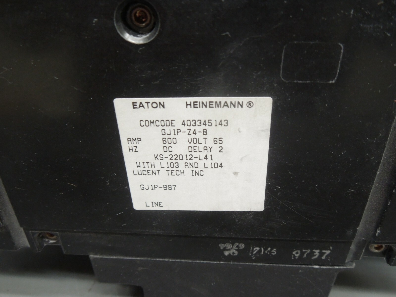 Heinemann Electric ALM-600 600A 3P 65V DC GJ1P-Z4-4 Circuit Breaker Used E-Ok