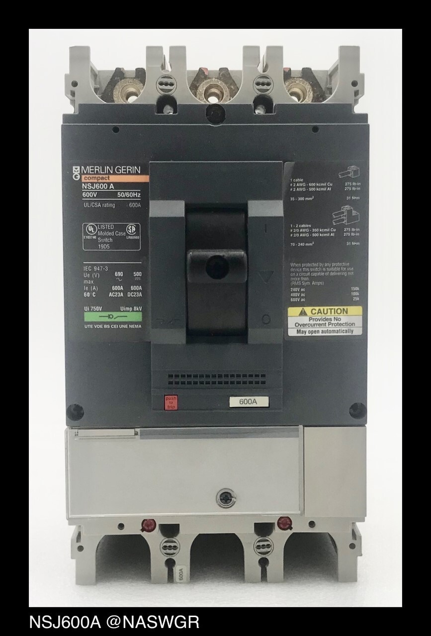 Merlin Gerin NSJ600A Molded Case Switch ~ 600 Amp – Tested/1Yr Warranty