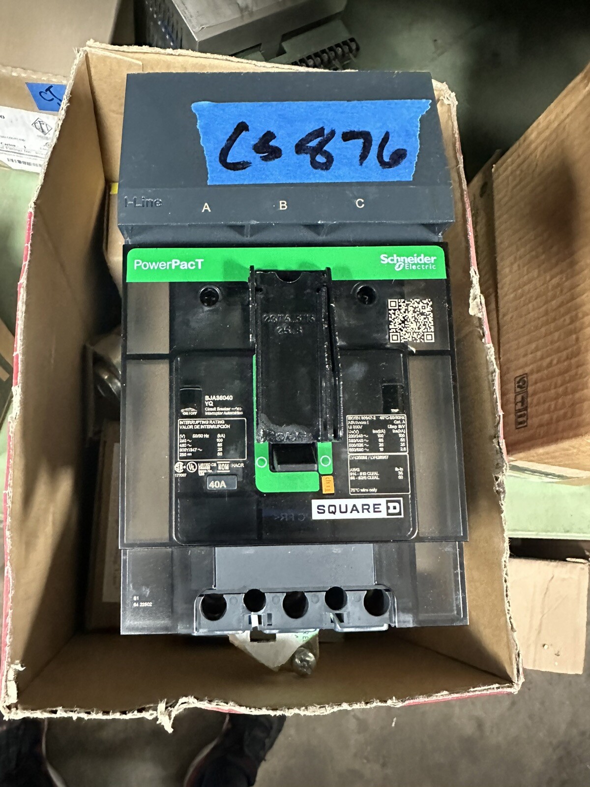SQ D BJA36040 40A 600V 3 Pole I-Line BJ Style Circuit Breaker New Take Out-CS876