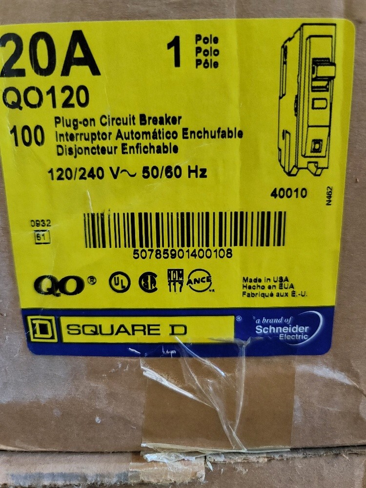 Square D QO120 box of 10 Pole 20-Amp 120/240V Plug-In Circuit Breaker