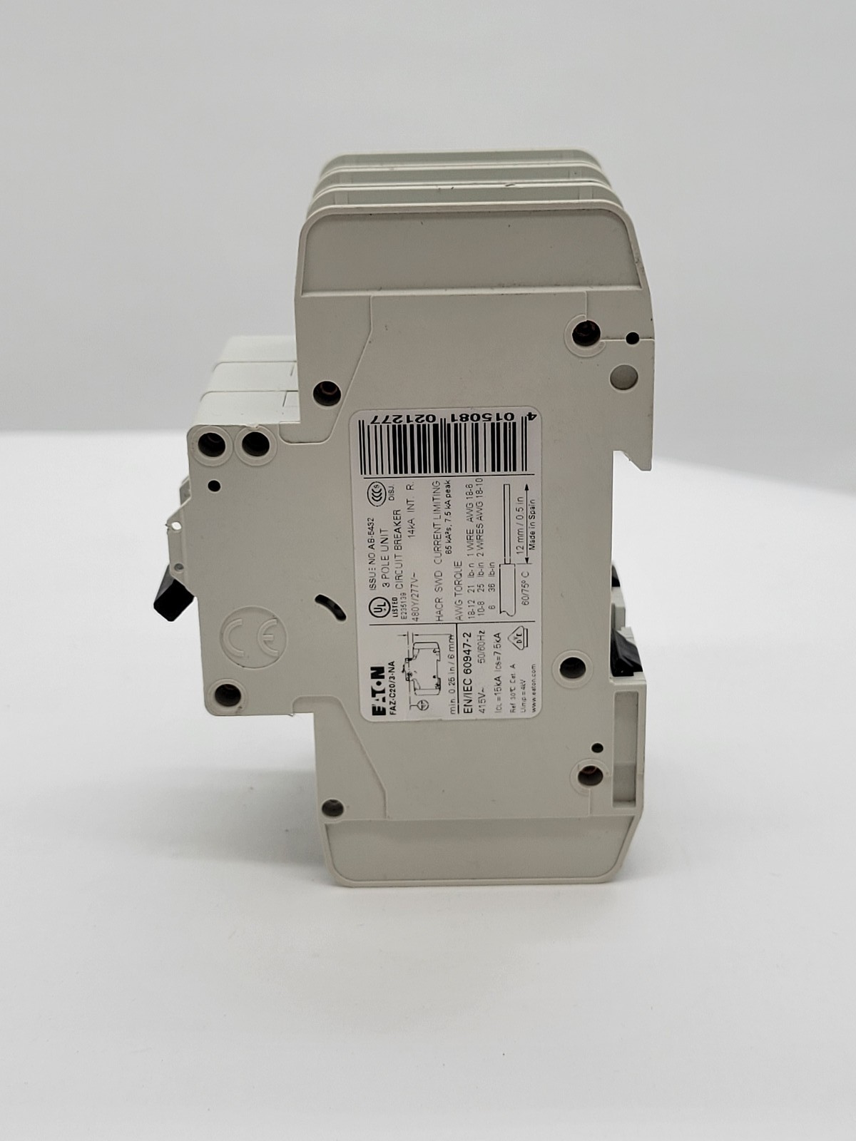 Eaton FAZ-C20/3-NA Miniature Circuit Breaker 20A 3P 480Y/277V 14KA Din Rail