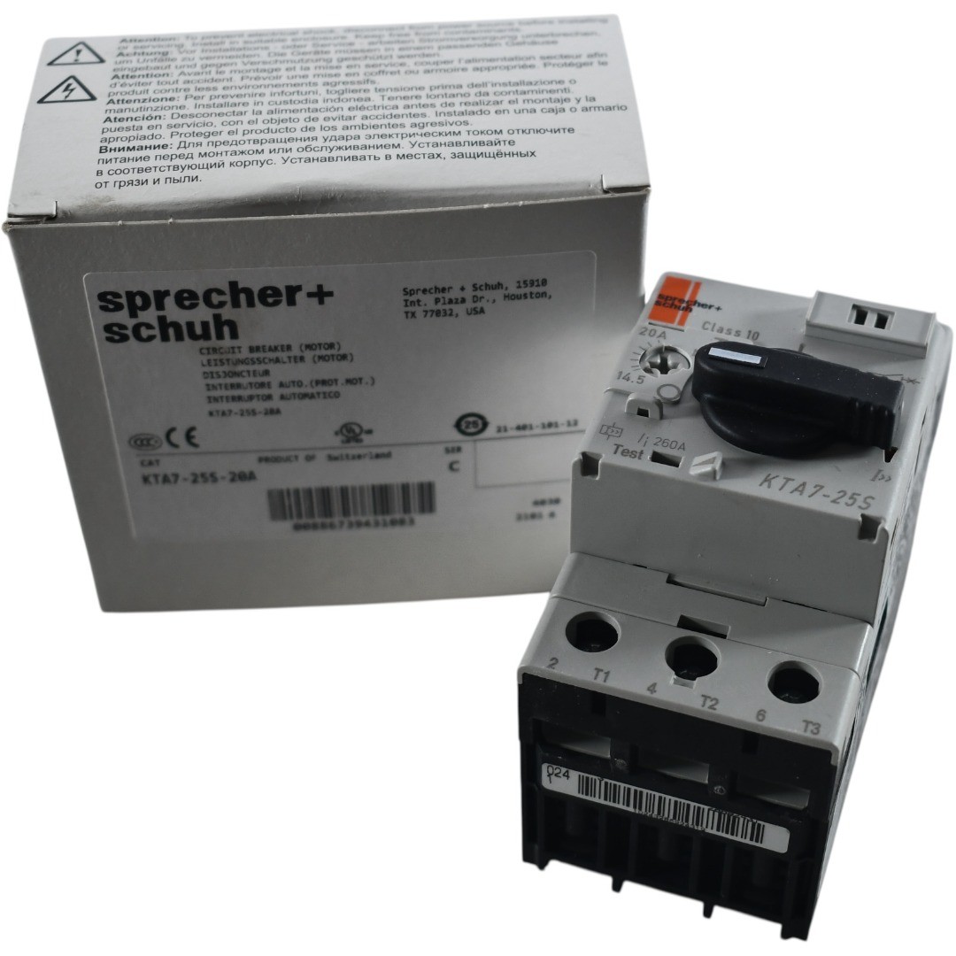 NEW Sprecher Schuh KTA7-25S-20A Motor Protection Circuit Breaker 20A Rotary