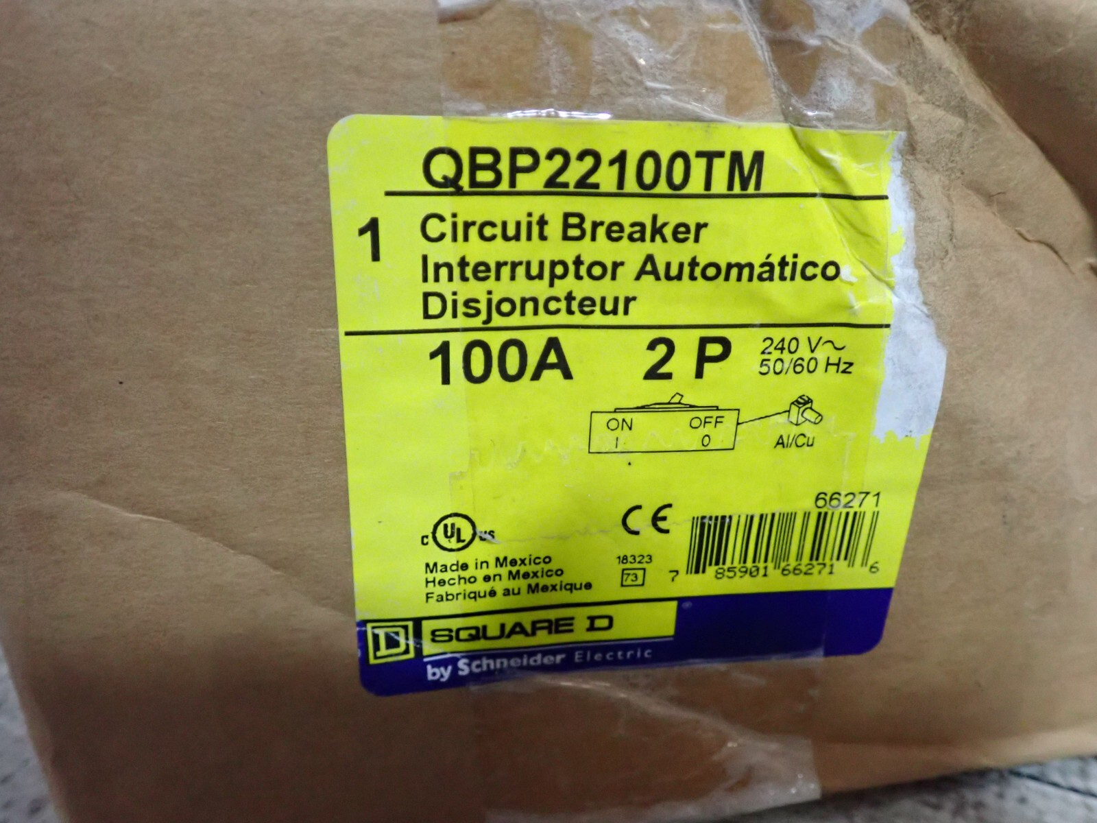 New Square D QBP22100TM 100 amp 2p Top Feed Main Breaker Powerpact 240v