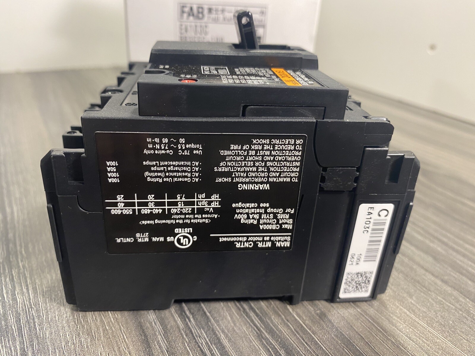 for Fuji Electric EA103C 100A Thermal Magnetic Circuit Breaker 3-P 690VAC -USA