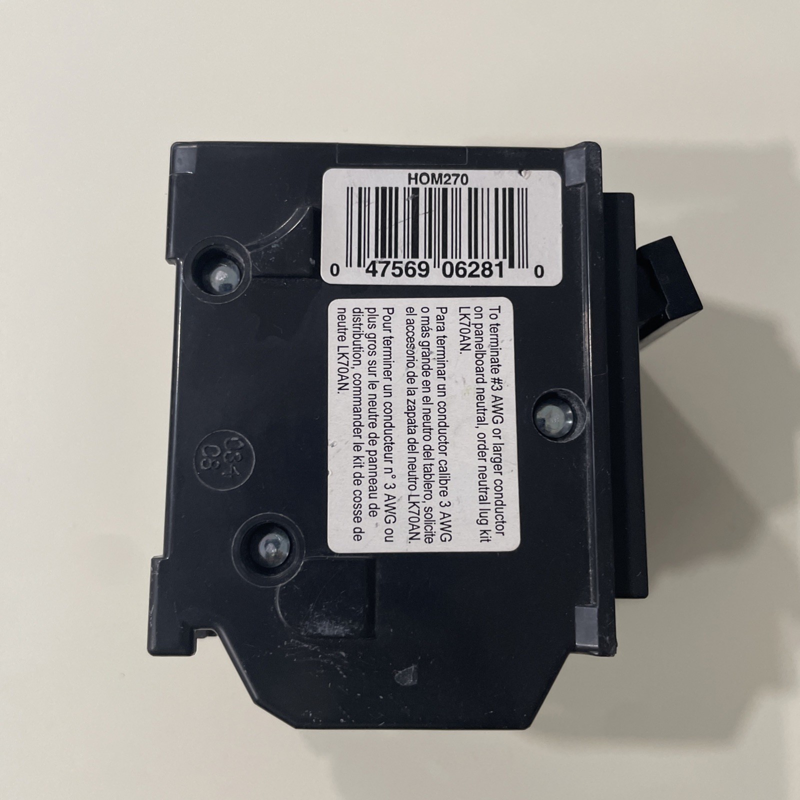 Square D 70 Amp 70a 2 Pole Plug On Circuit Breaker Type HOM270 DP-4075 Homelite