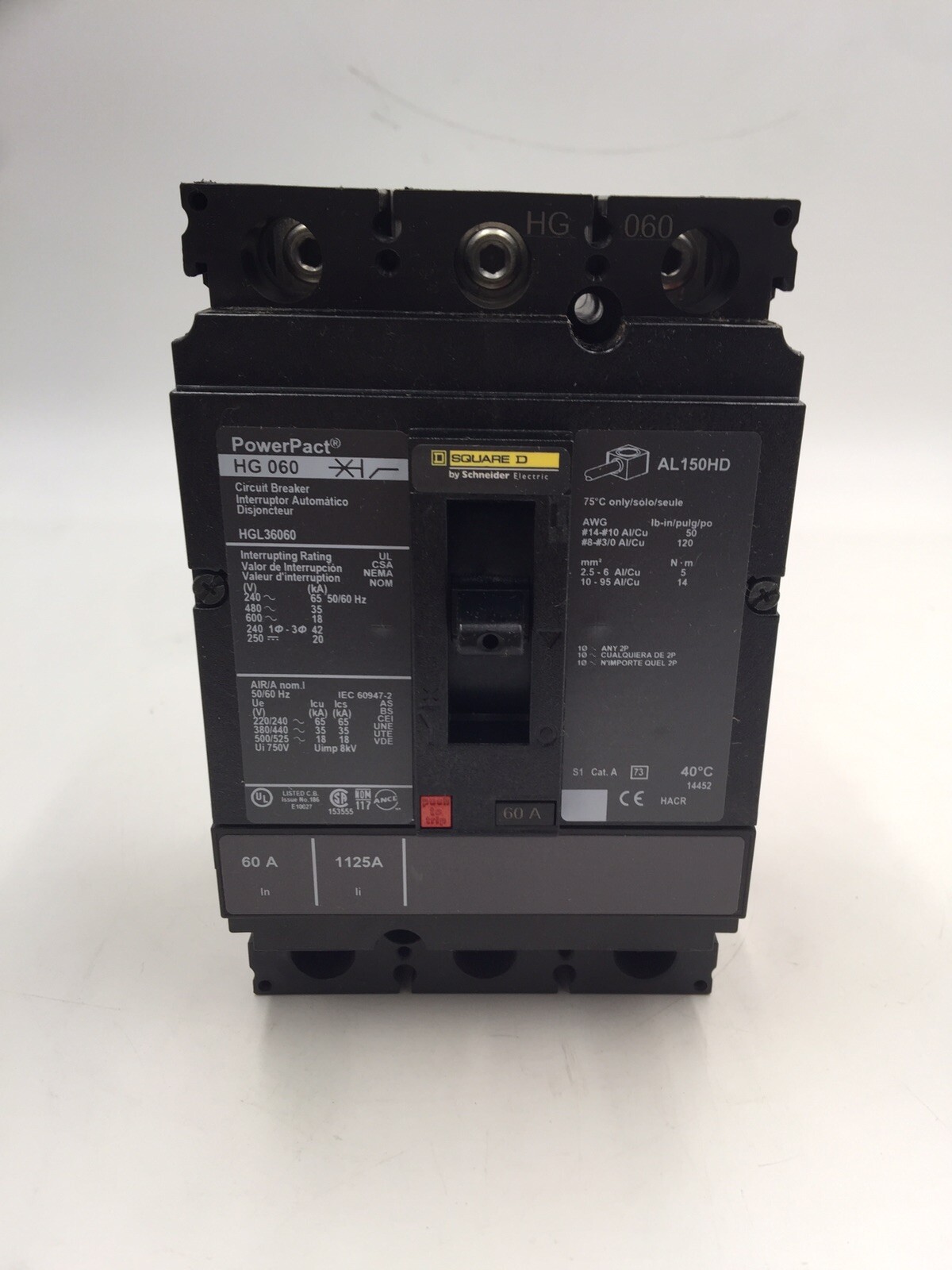 HOUSTON STOCK NEW SQUARE D HGL36060 POWERPACT 60 AMP 600V FREE 2 DAY AIR BUY NOW