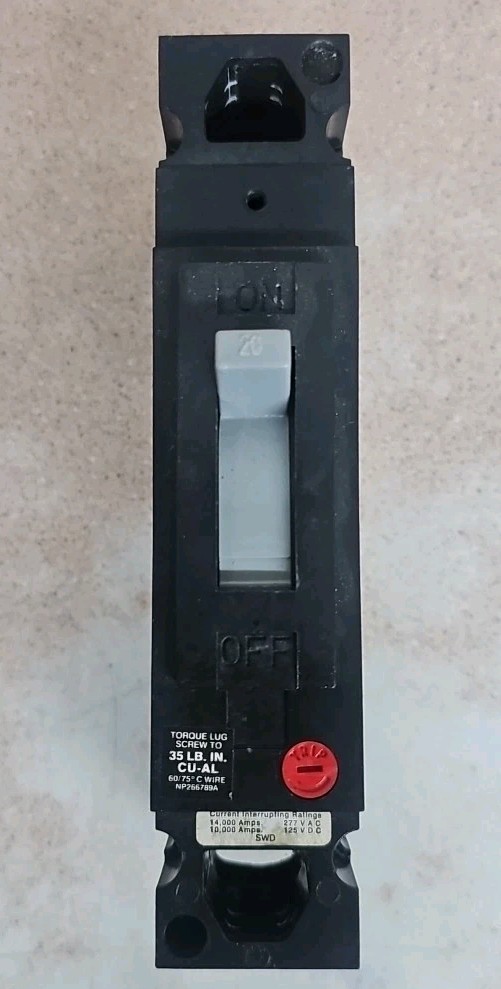 GE TED113020 Circuit Breaker, 20A, 1P, 277V