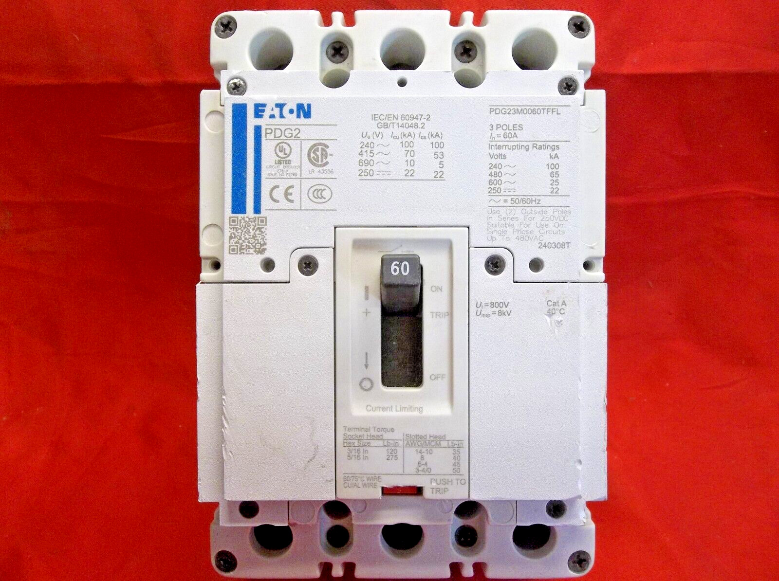 EATON PDG23M0060TFFL circuit breaker 375B4