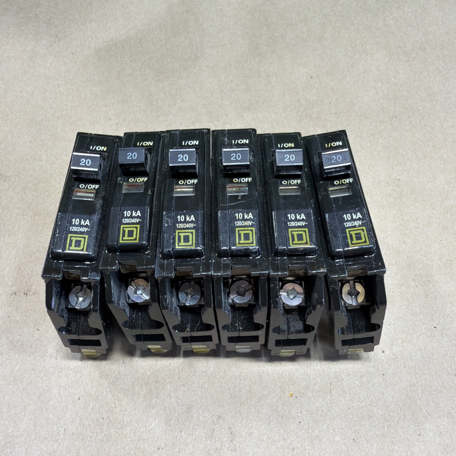 LOT OF 6 Square D QOB120FT 1 P 20 A 120/240V Fungal Treatment Circuit Breaker