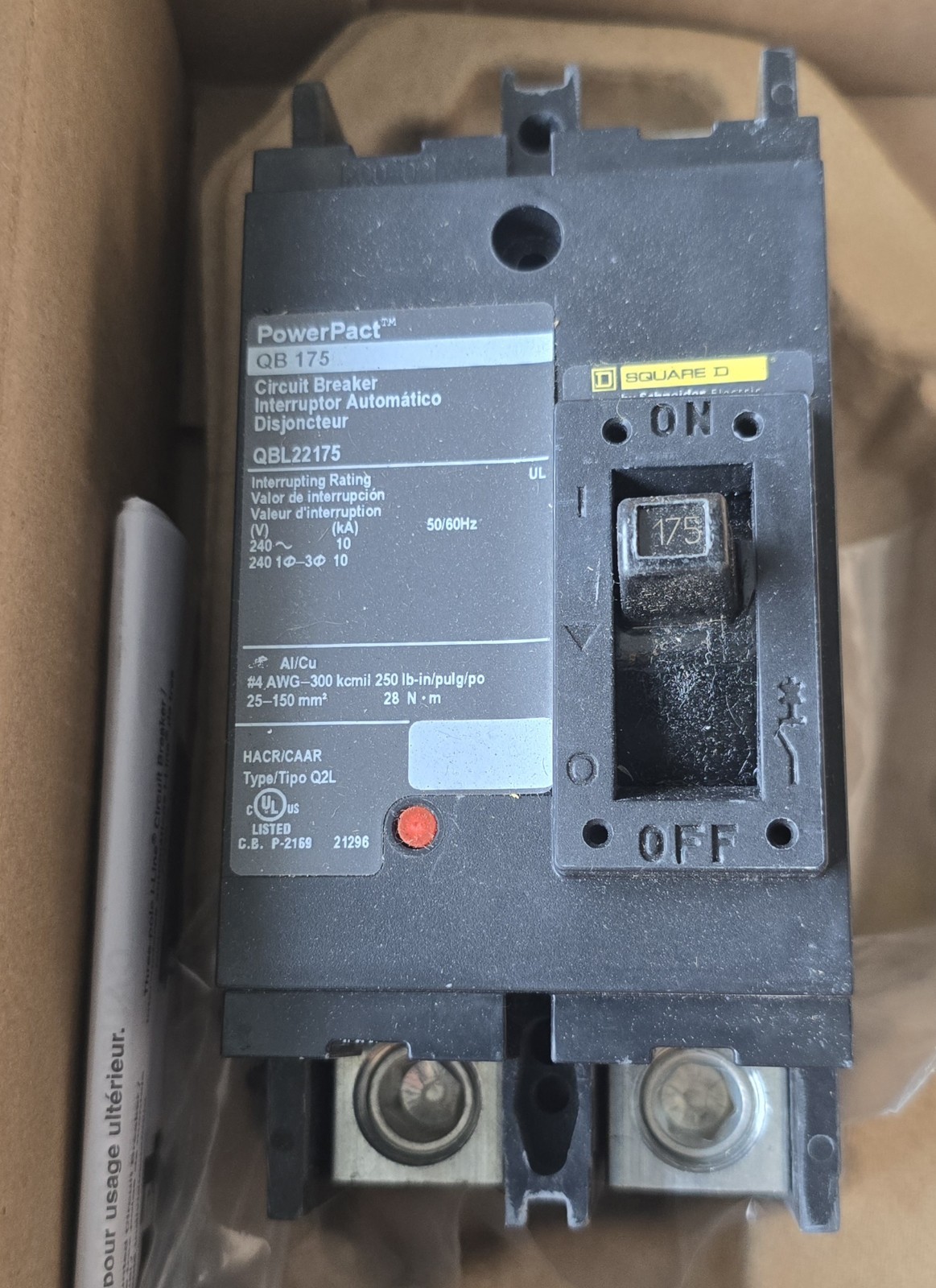 NEW Square D QBL22175 Circuit Breaker PowerPacT 240V, 175A, 2-Pole