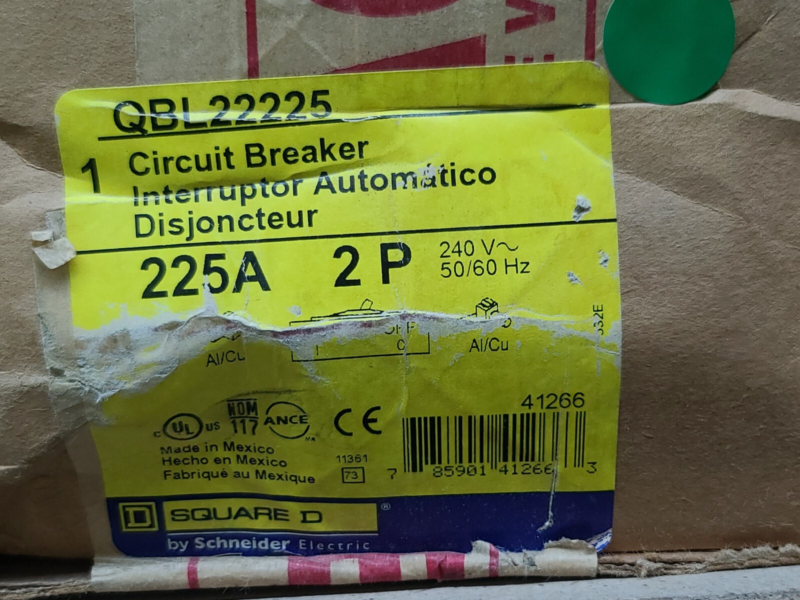 Square D QBL22225 225A 2P 240V Circuit Breaker